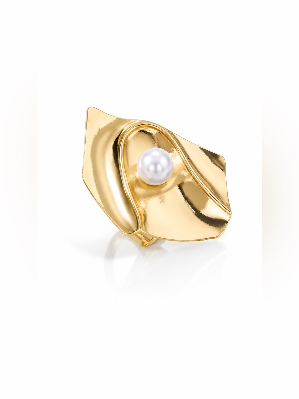 Gold Statement Ring with Pearl Accent